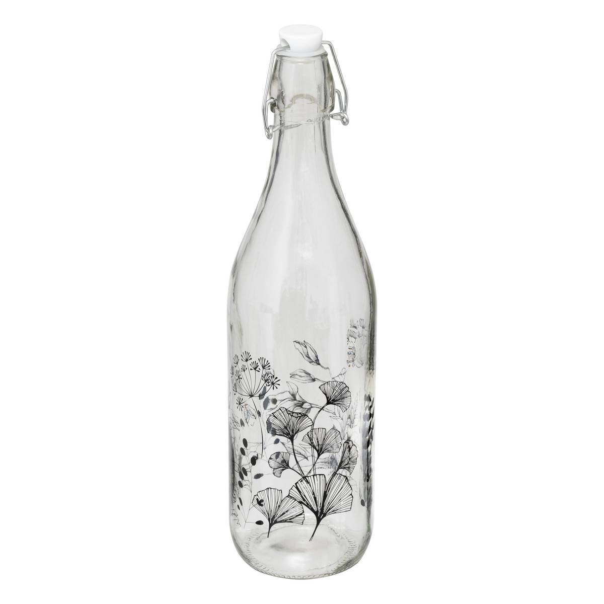 Bottle "White Floral" 1L, Transparent Transparent