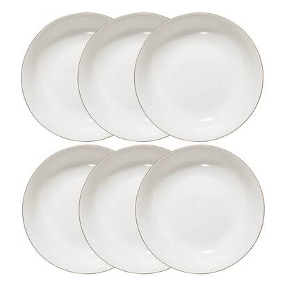 Set of 6 soup plates "petit salon" d.20 cm, white