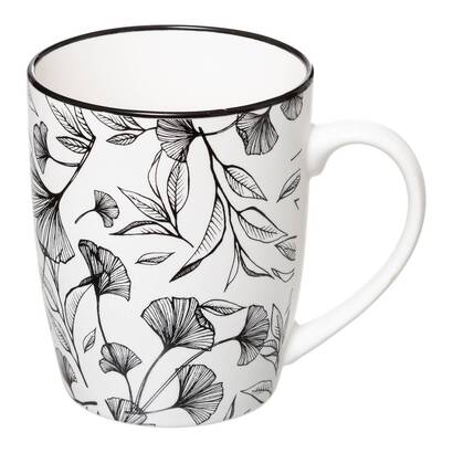 Mug "white floral" black & white