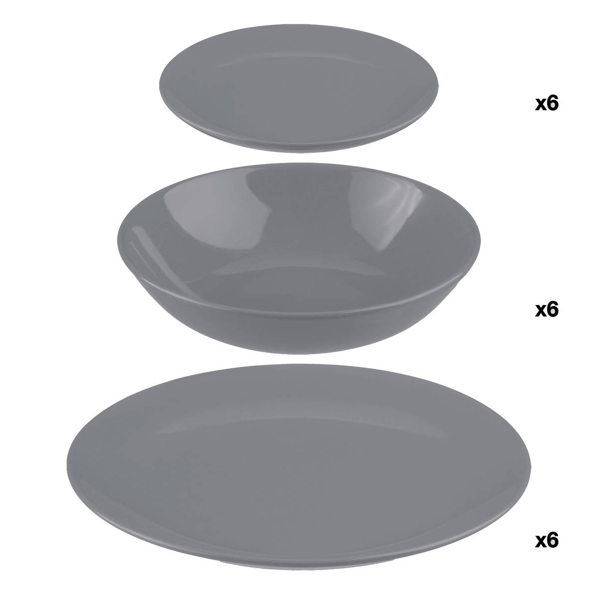 Dinner set "Colorama" 18 pieces, Grey Grey