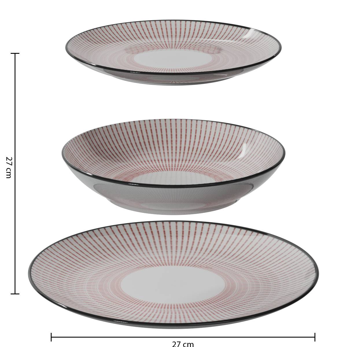18-piece dinner set "Lunis" 18 pieces, red Red