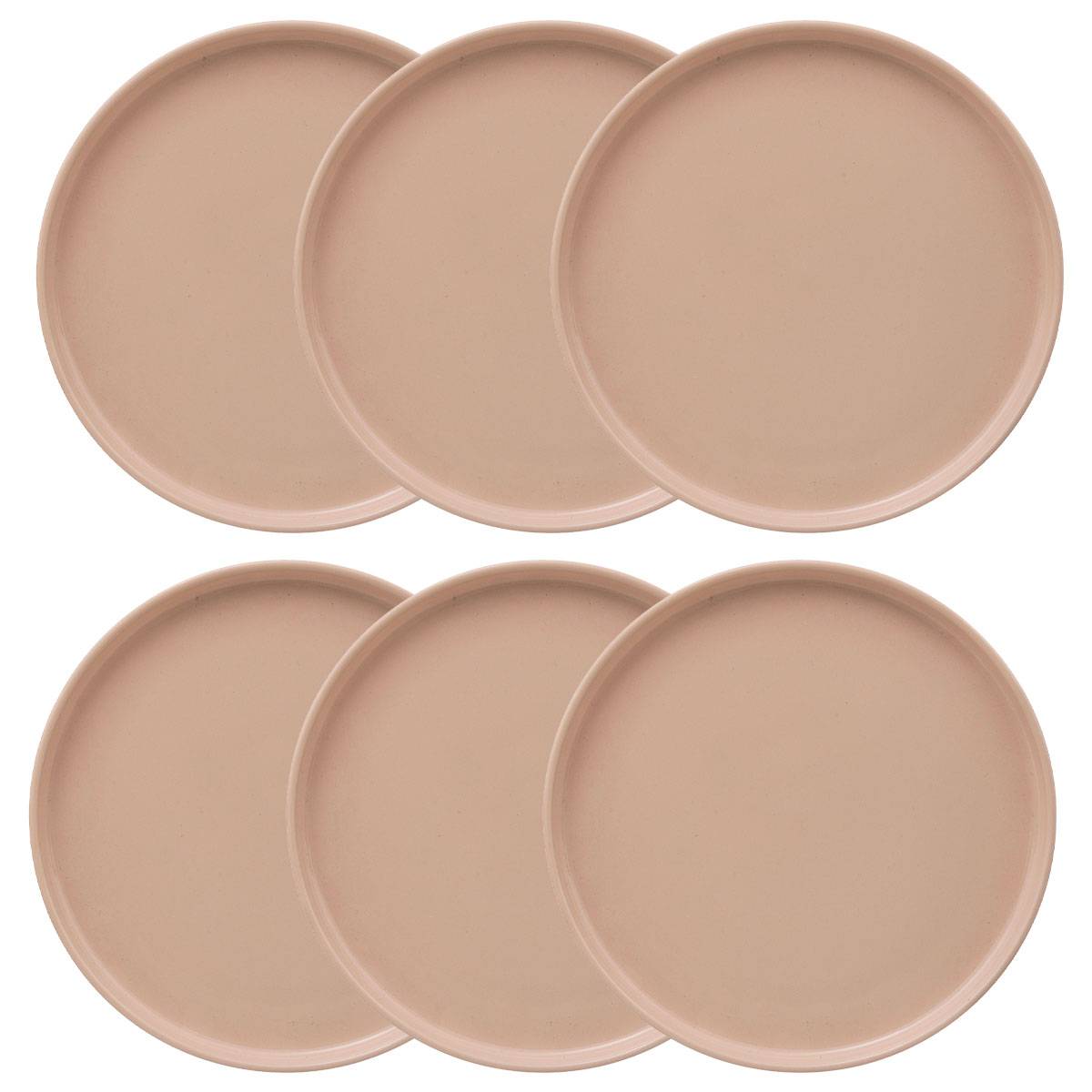 Set of 6 flat plates "Marie" Stoneware (ceramic), D.26.5 cm, Light pink Light pink