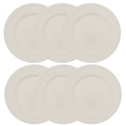 Set of 6 dessert plates "perle" d.19 cm, white