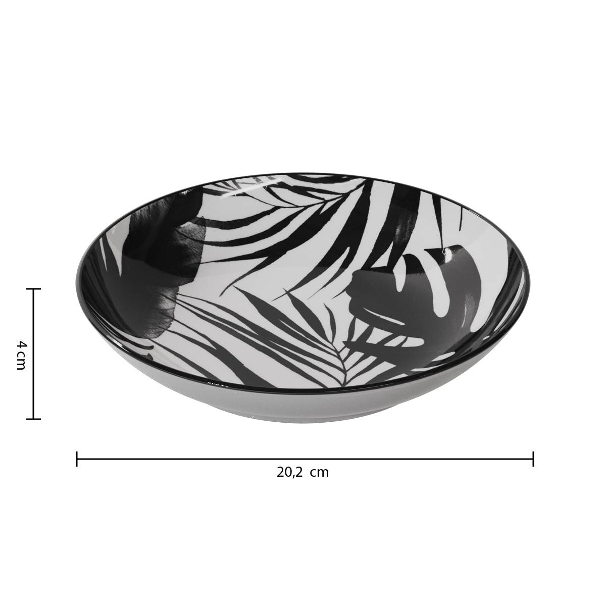 Set of 6 soup plates "Palme" D.20.2 cm, Black Black