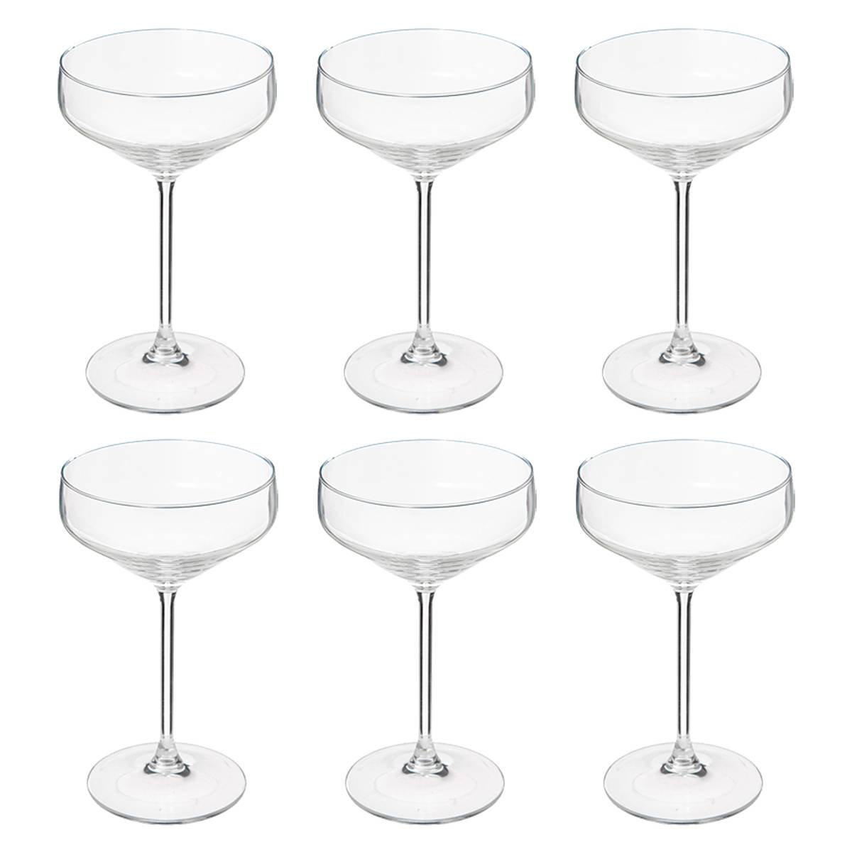 Set of 6 champagne coupes "Nora" 300 ml, Transparent Transparent