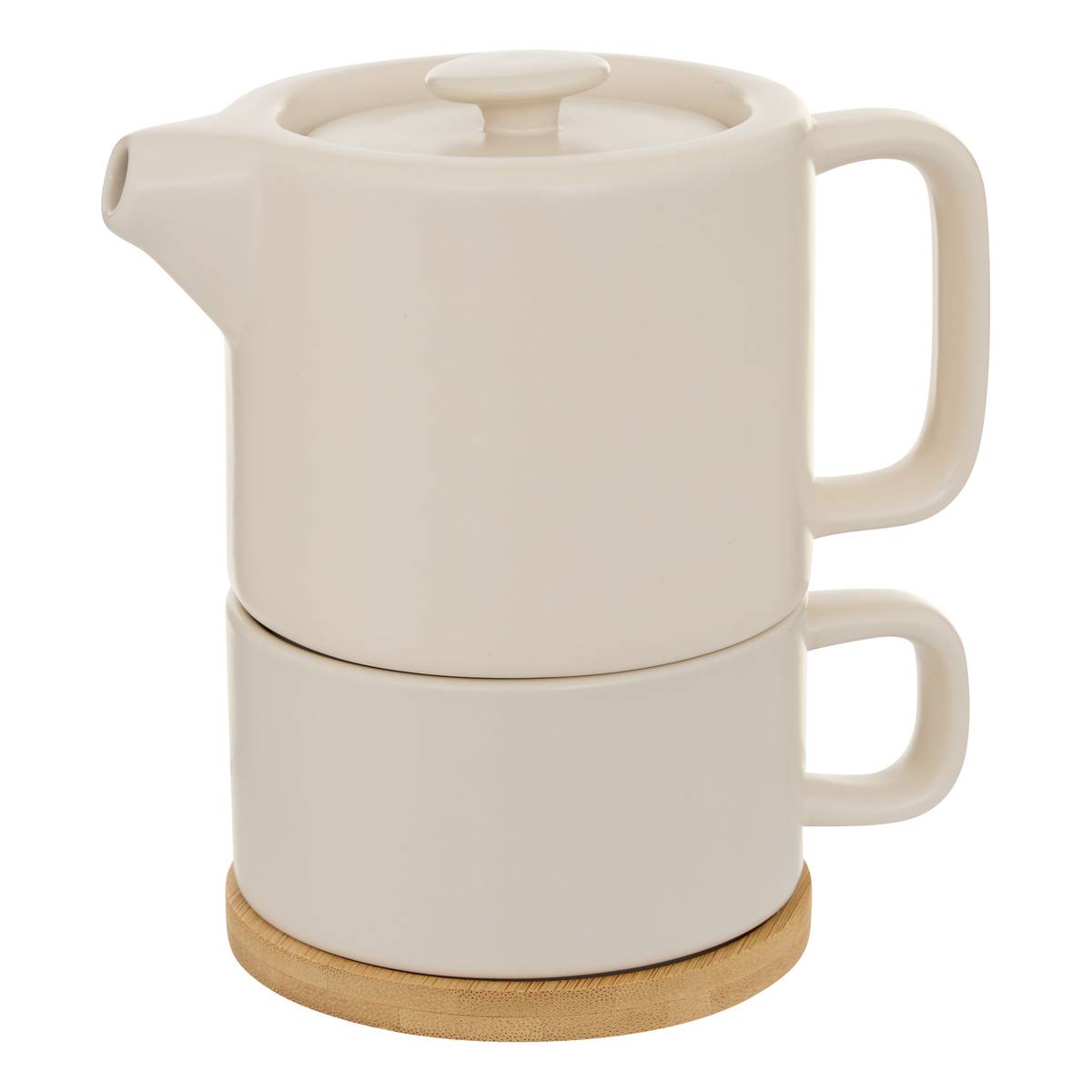 Teapot "Nature" 700 ml, stoneware (ceramic), Cream Cream