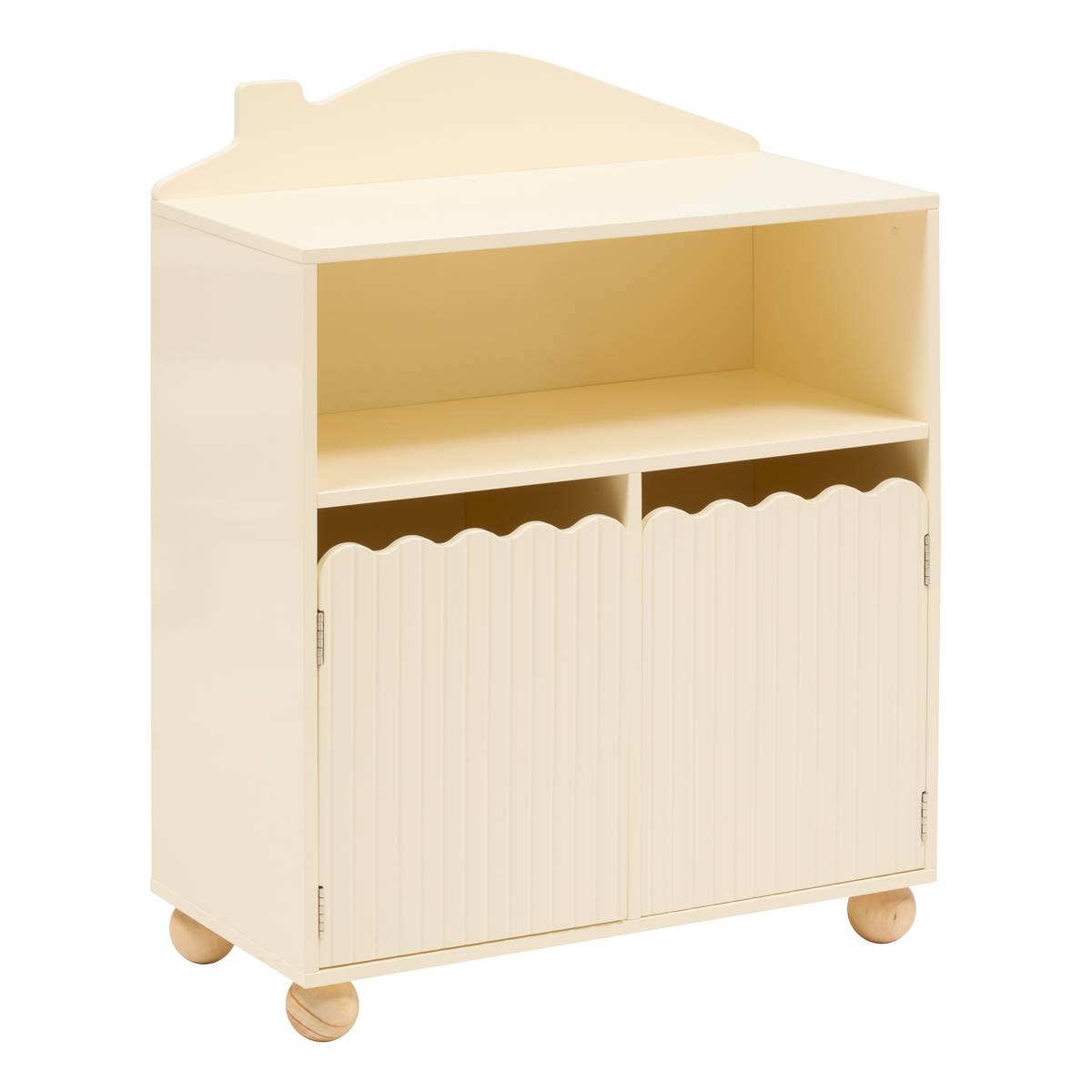 Children's bookcase 2 doors 1 shelf "Bouli" Beige, 75.5x60 cm Beige
