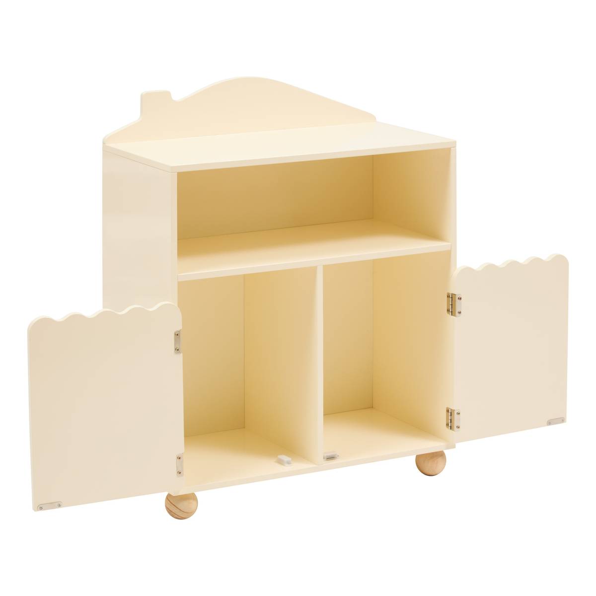 Children's bookcase 2 doors 1 shelf "Bouli" Beige, 75.5x60 cm Beige