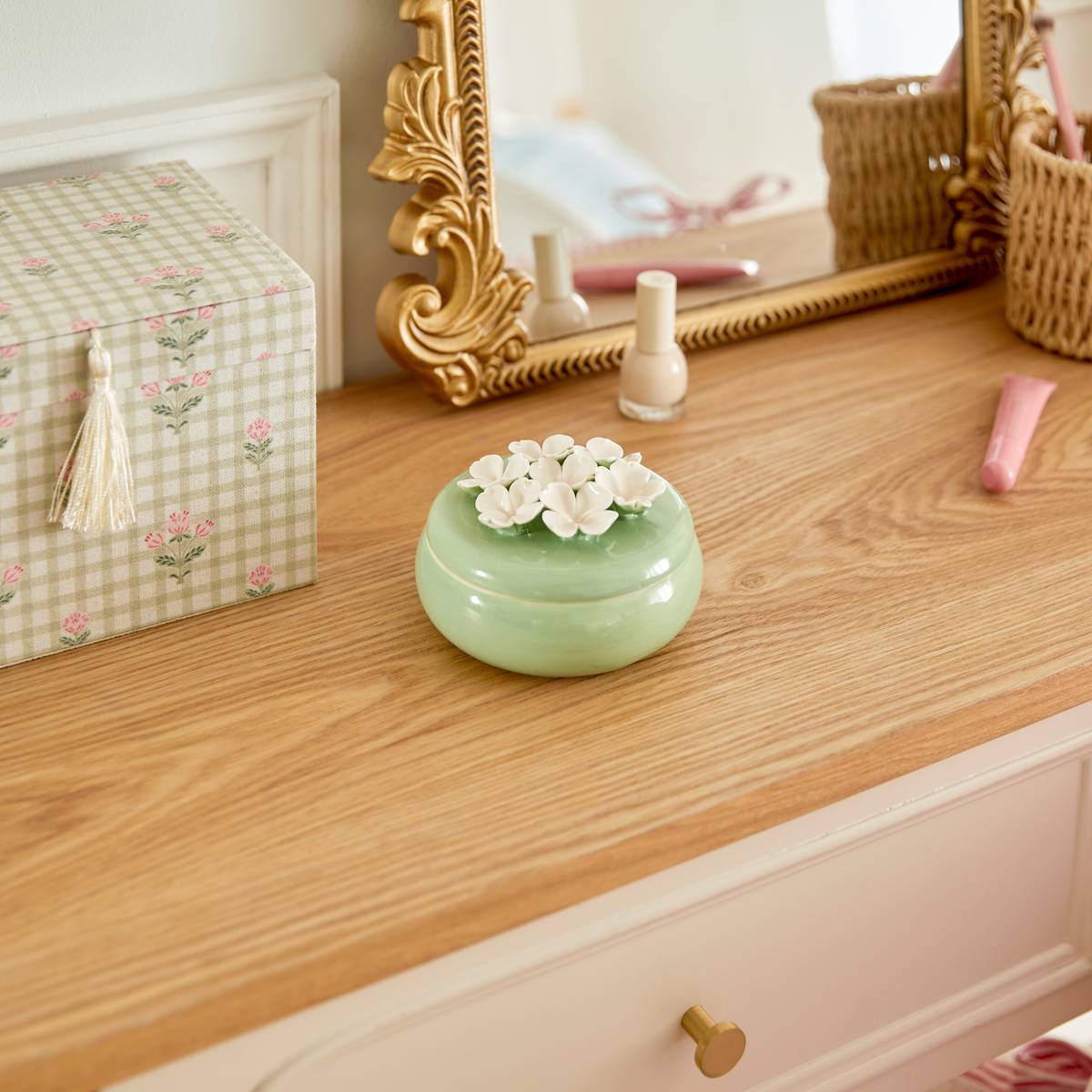 Decorative box "Rose Blossom" Stoneware (ceramic) Ø 11 cm Model A