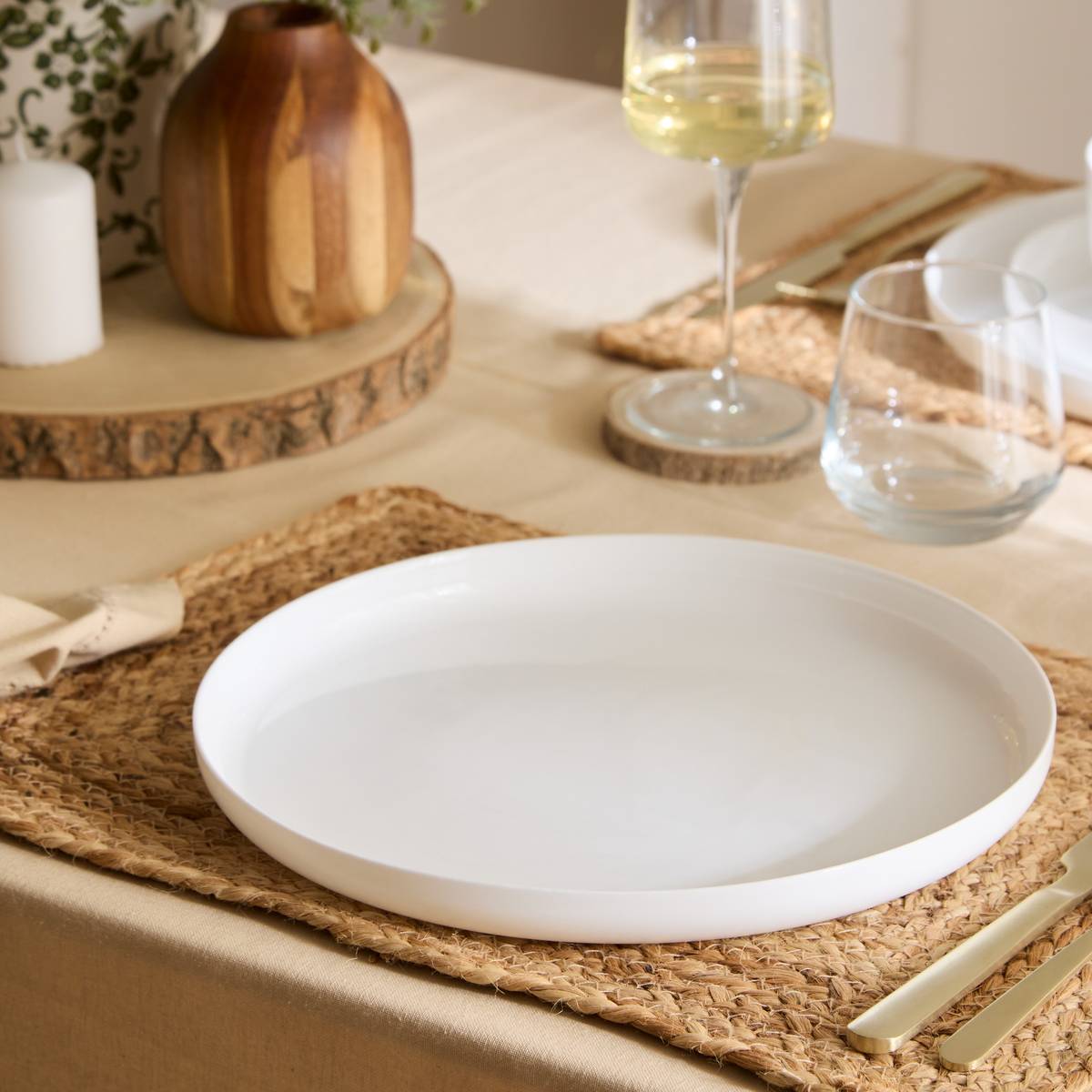 Dinner plate "Mathilde" Glass, D.27.2 cm White