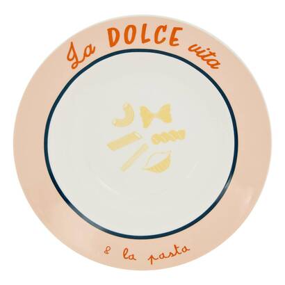 Set of 6 pasta plates "della pasta" porcelain, d.22.5 cm