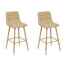 Set of 2 bar stools "Sirac" Beige linen, H.104.5 cm Linen beige