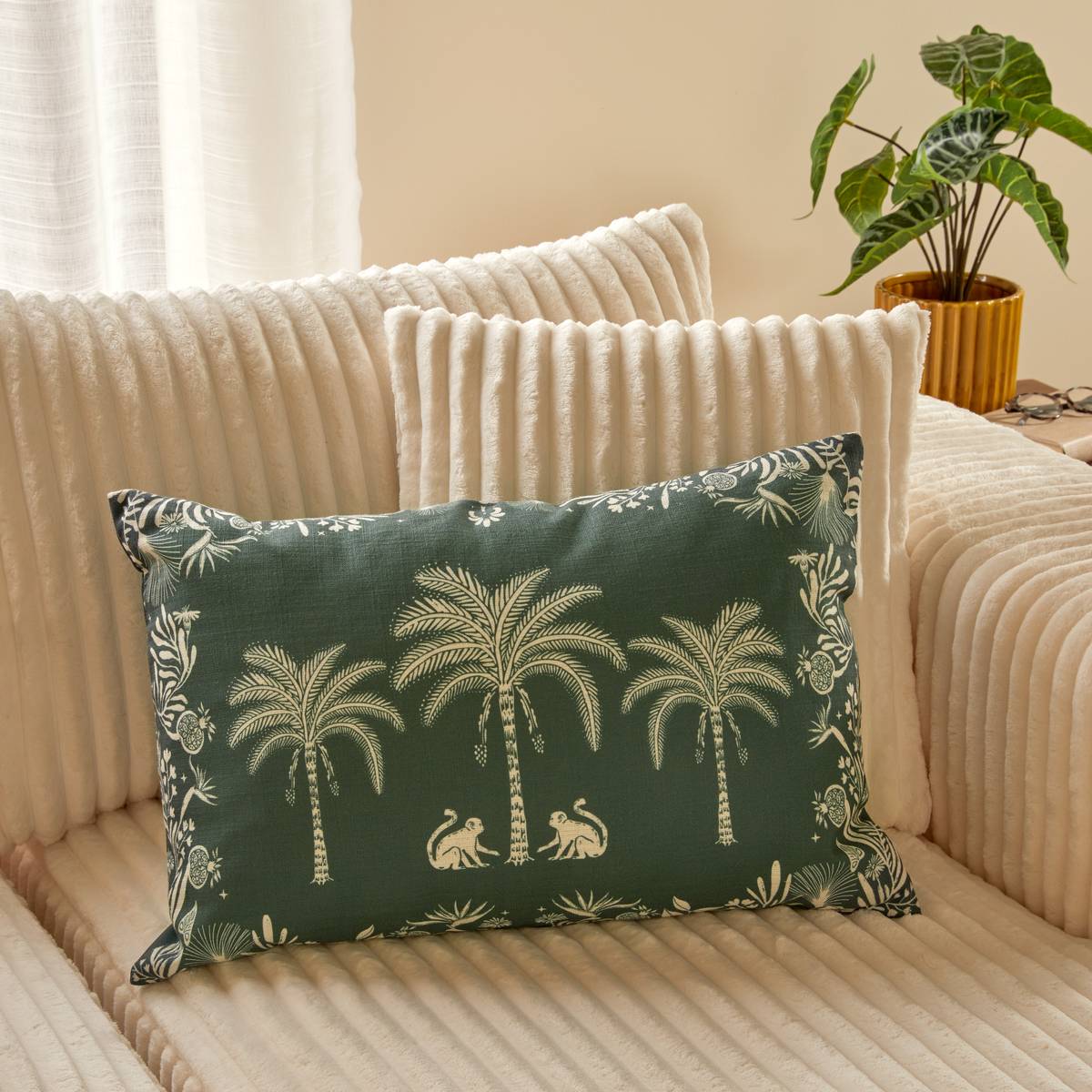 Rectangular Outdoor Cushion THE PALM RESORT Green 58 x 38 cm, Polyester Green