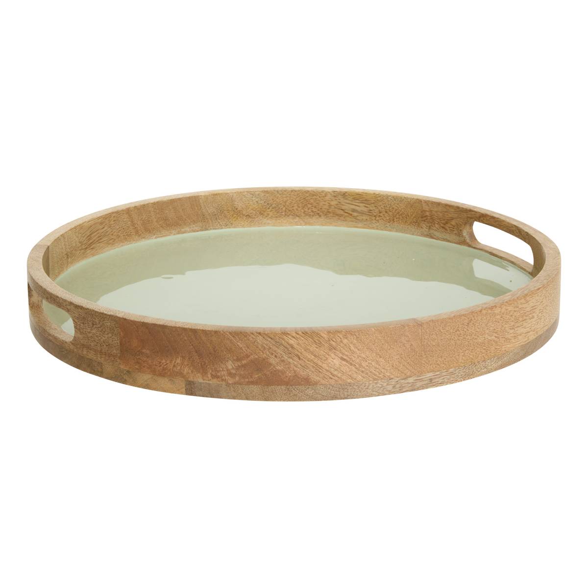 Tray "Inaya" Mango wood, D.38 cm Green