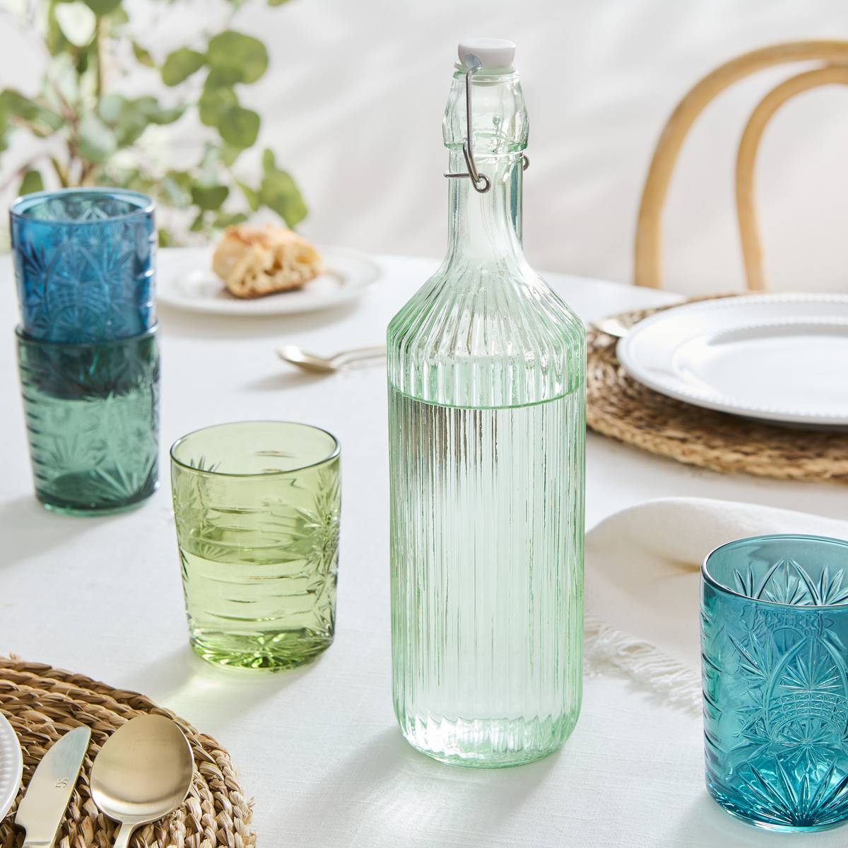 "Limo Line" Bottle Glass Blue