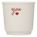 Set of 2 cups "Valentine" 100 ml, New Bone China (Porcelain), White White