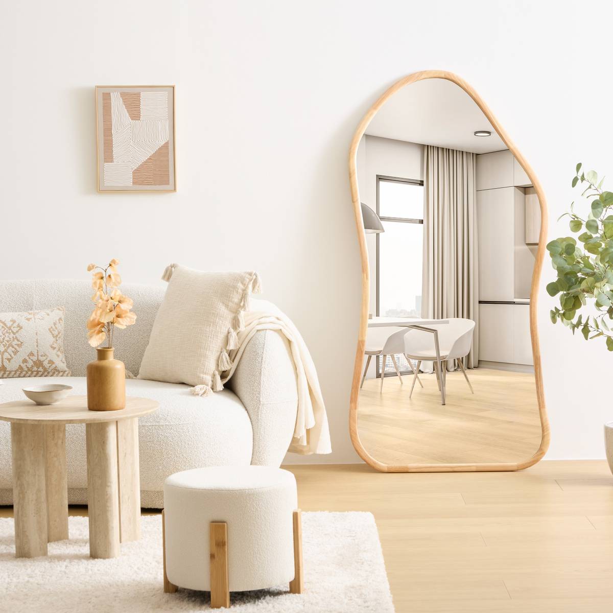 Mirror "Tamy" Beige, 150x74.5 cm Beige