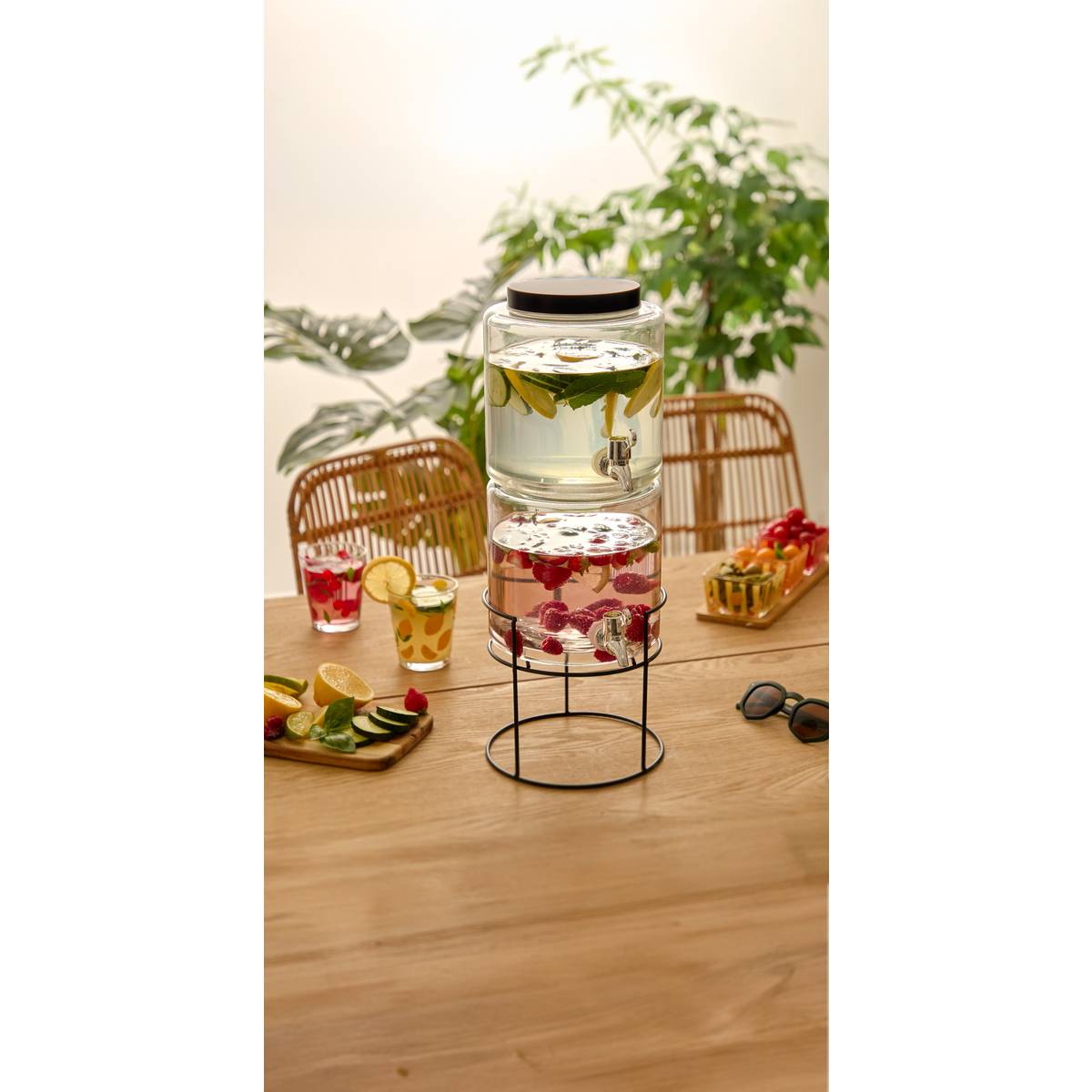 "Distri" Beverage Dispenser Glass, 2x3.8L, Transparent Transparent