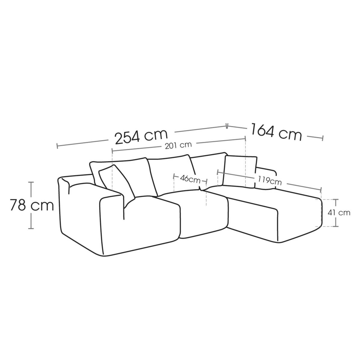 Sofa "Solka" 3 seats, L. 254 cm, Amber Amber
