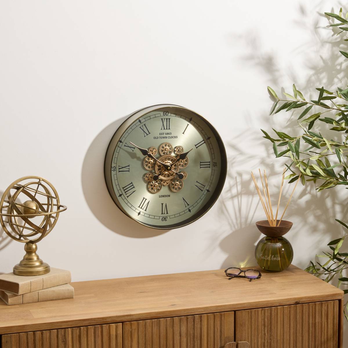 Clock "Michel" Green, 45x7.5 cm Green