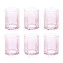 Set of 6 low tumblers "Rose Flower" 250 ml, glass, Pink Pink