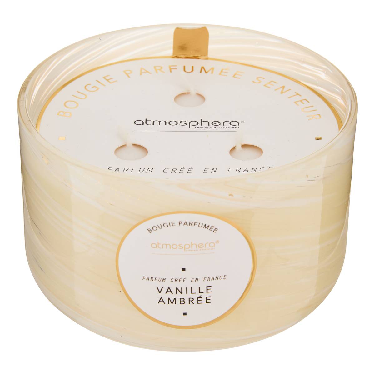 Scented Candle Round "Wavy" Woody fragrance, gourmet scent, Amber vanilla, 540g Amber vanilla