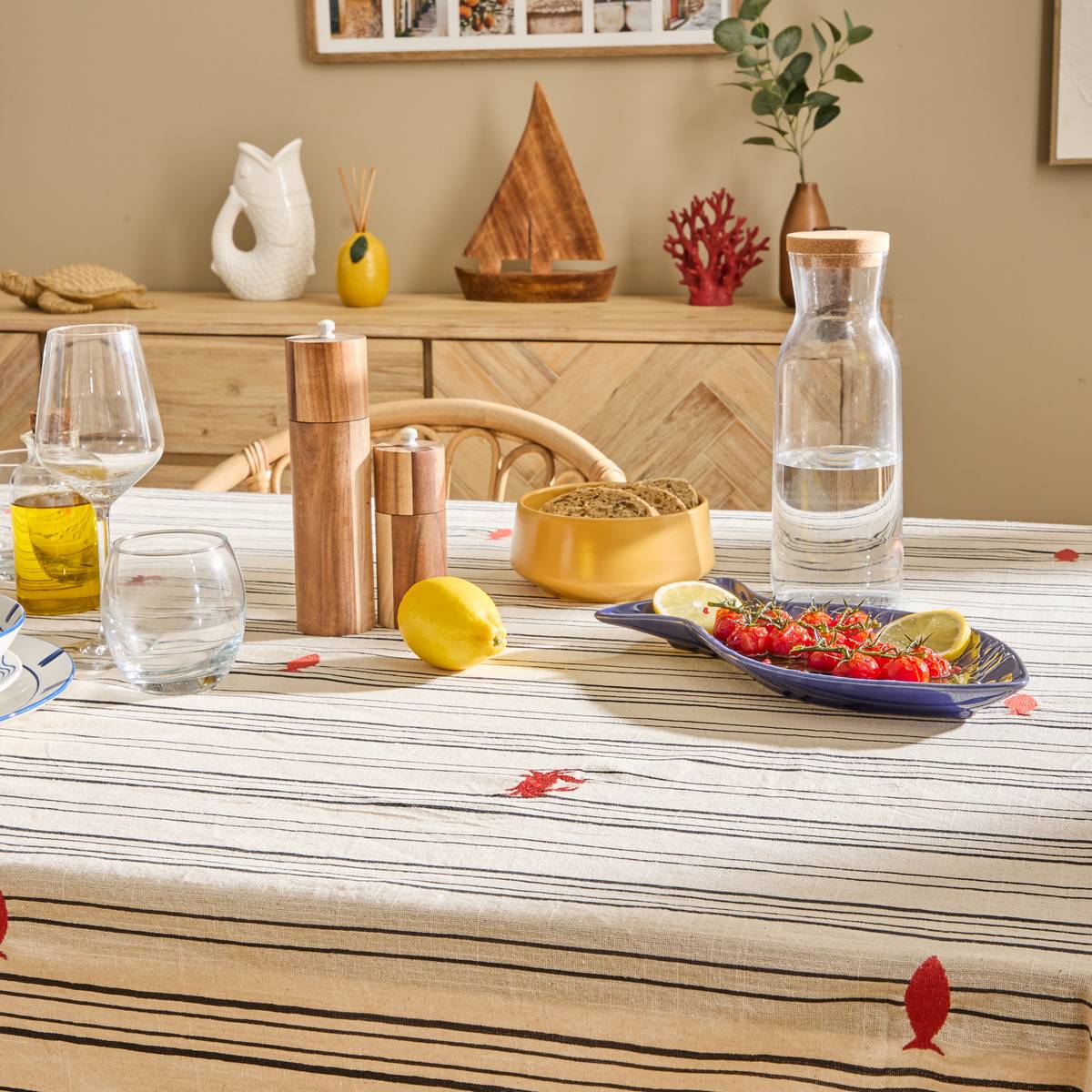 "Oceania" Tablecloth 250x150 cm, Beige Beige