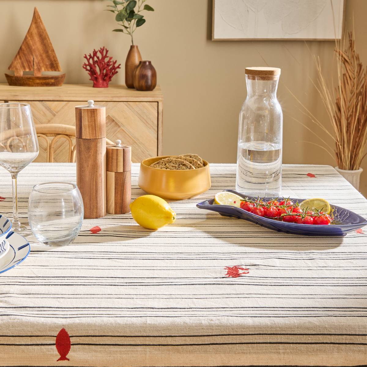 "Oceania" Tablecloth 250x150 cm, Beige Beige