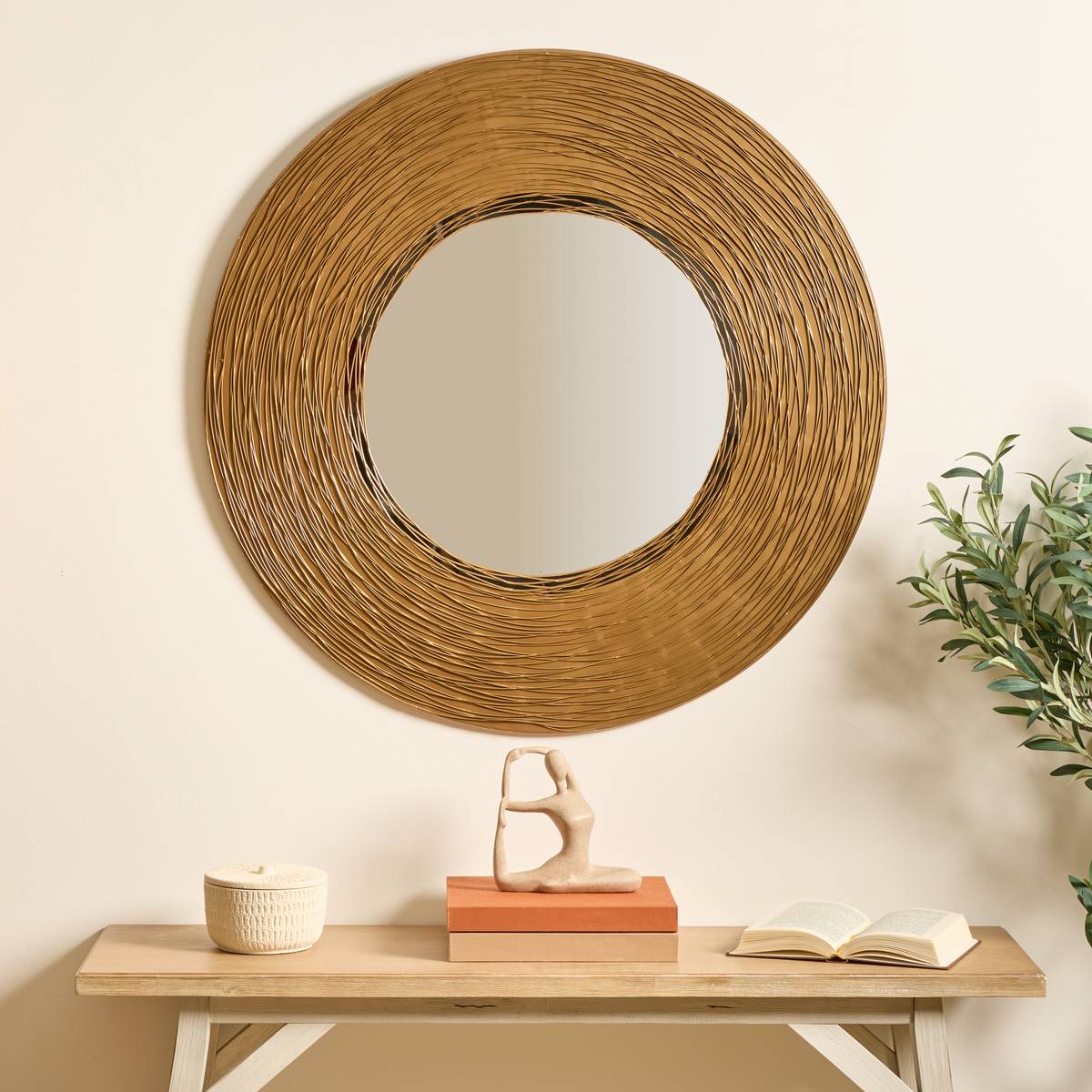Mirror "Martin" Bronze, D.90 cm Golden brown