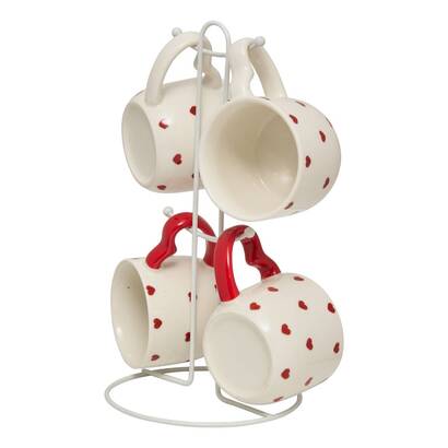 Set of 4 "valentine" mugs 220 ml, new bone china (porcelain), white
