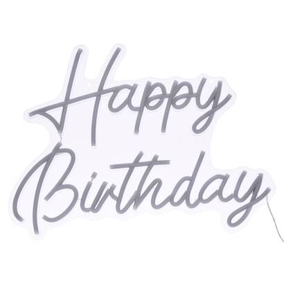 Led neon "happy birthday" usb, chick yellow, 31x1.6 cm