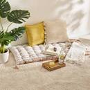 Floor Cushion "Groove" Beige Linen, 120x60 cm Linen beige