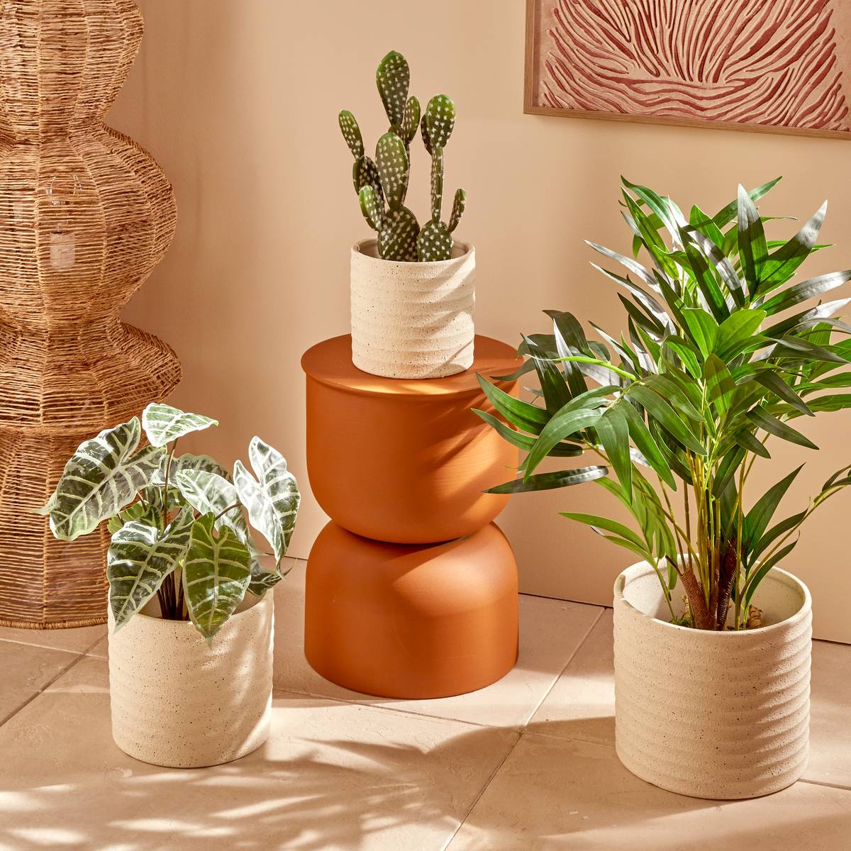 Set of 3 plant pots "Elly" White stoneware, D.17.5/21.5/25 cm White