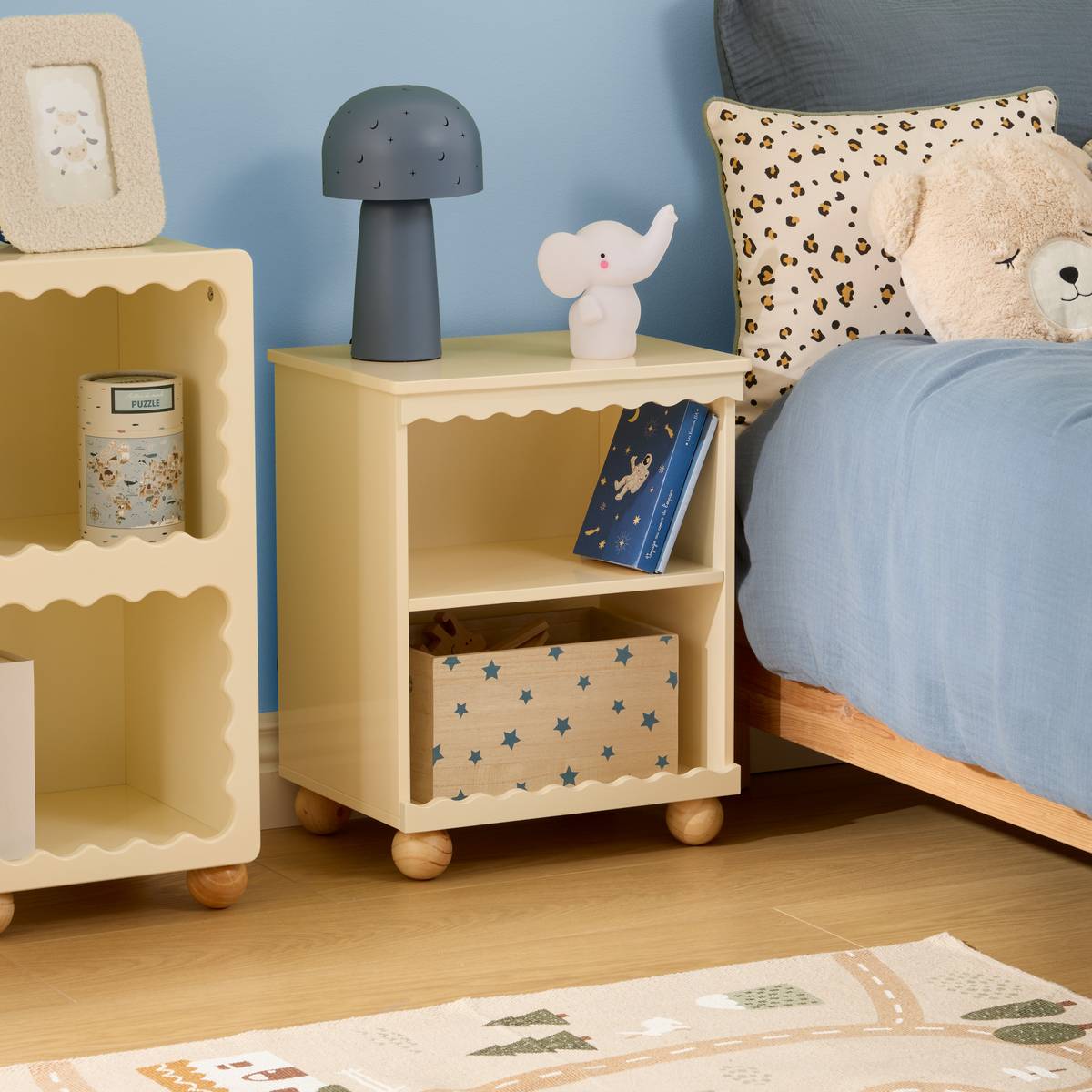 Children's bedside table with 1 shelf "Bouli" Beige, 40x30 cm Beige