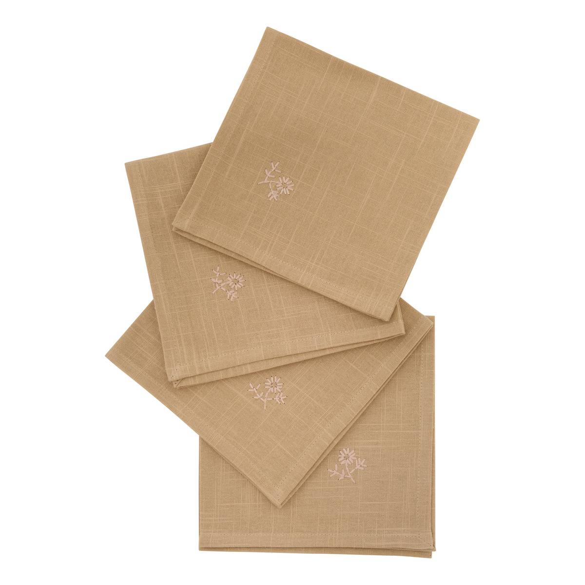 Set of 4 "Joy" napkins Beige linen, 180 g/m2, 40x40 cm Linen beige