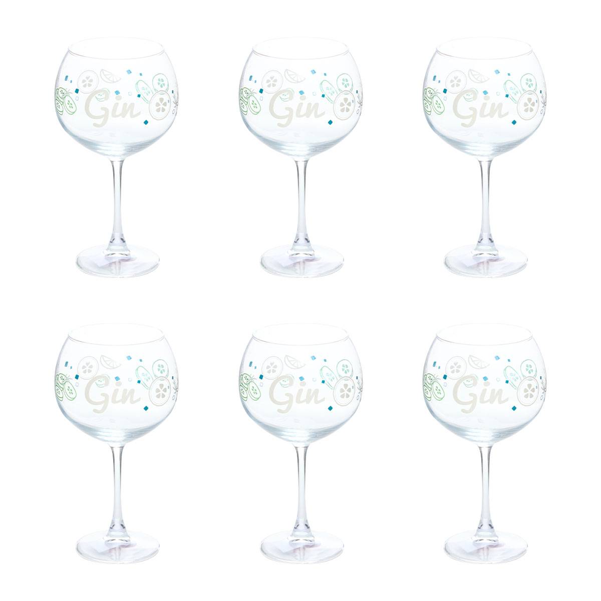 Set of 6 "Stella" gin glasses 680 ml, glass, transparent Transparent
