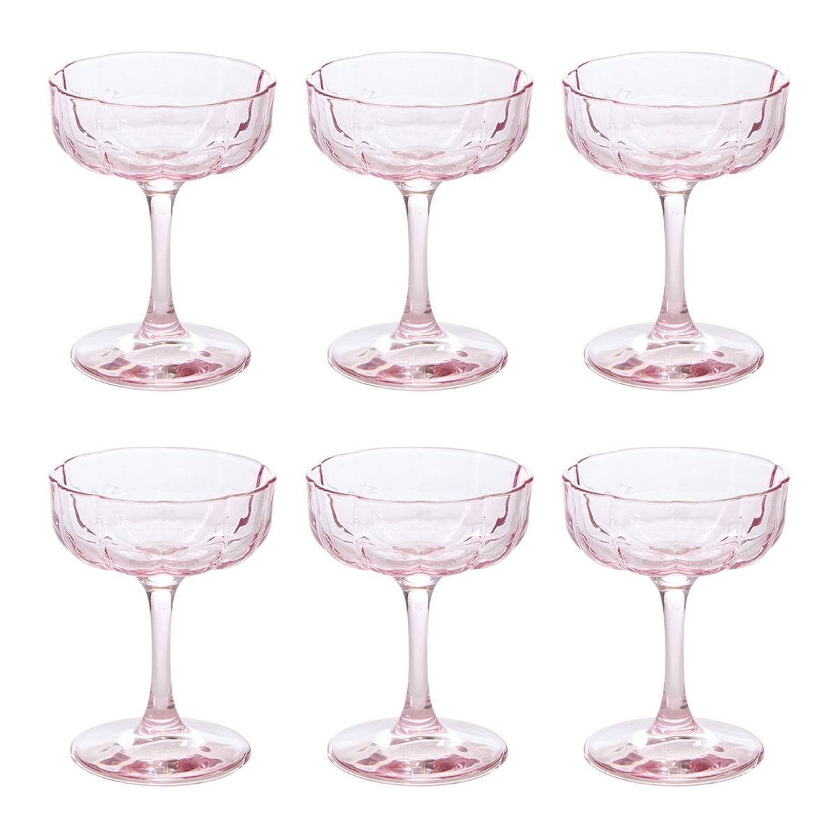 Set of 6 "Fleur De Rose" cocktail glasses 150 ml, glass, Pink Pink