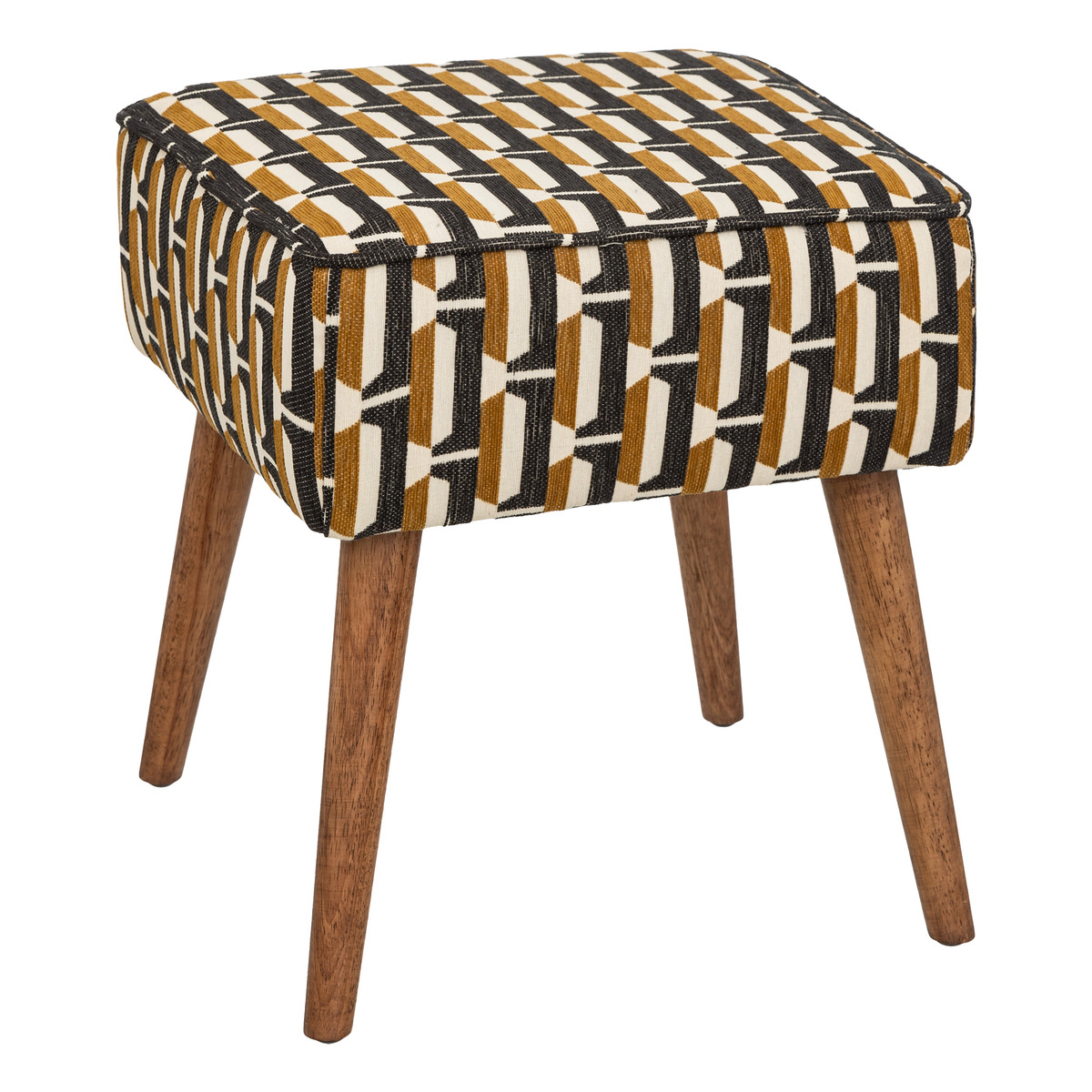 Armchair and ottoman set "Chiara" Beige and black Black / Ochre