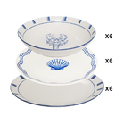 Tableware set "Oceania" Porcelain, 18 pieces, Blue Blue