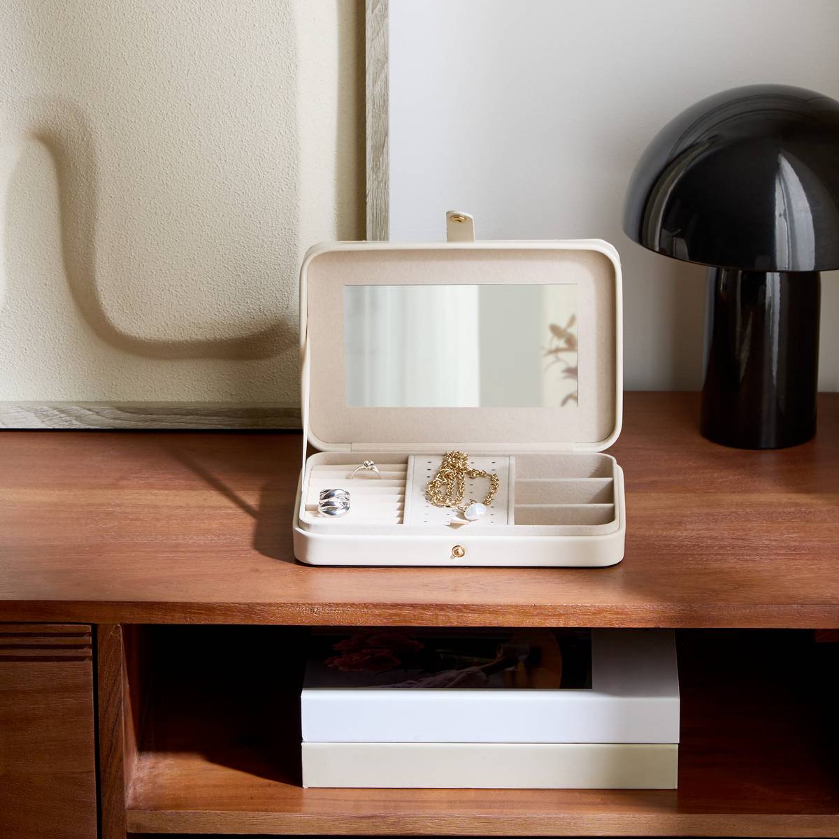 Jewelry Box "Natty" Faux leather, White, 21,1x14,6 cm White