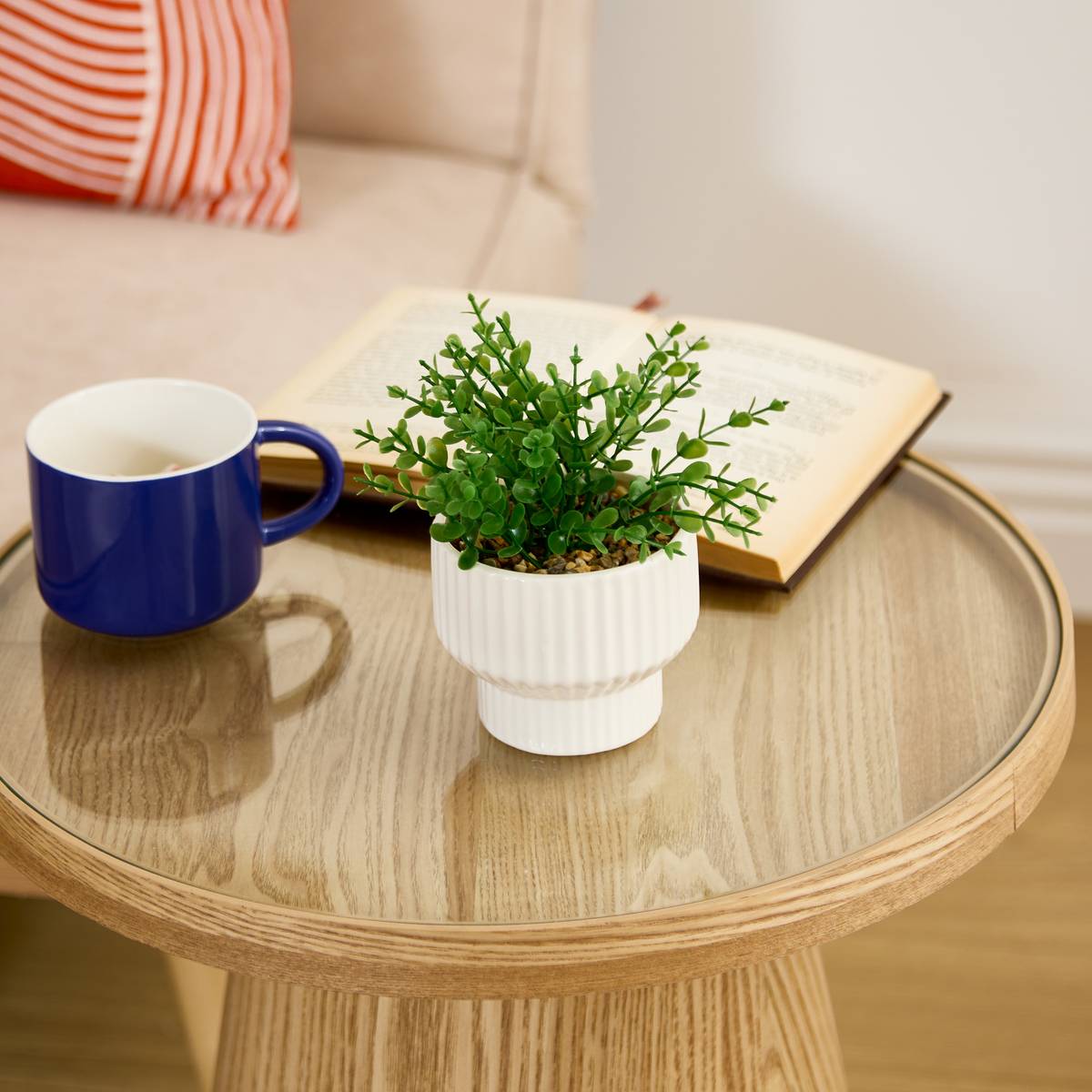 Artificial potted plant "Nippon Line" H.17 cm Blue