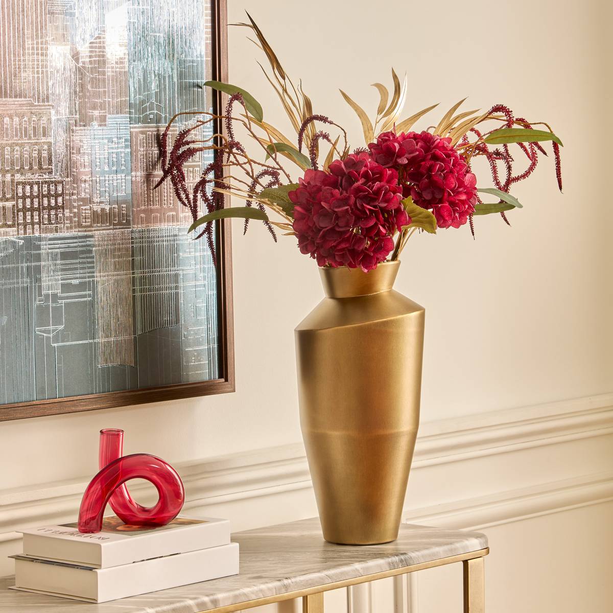 Vase "Barrel" Stainless steel, Gold, H.40 cm Gold