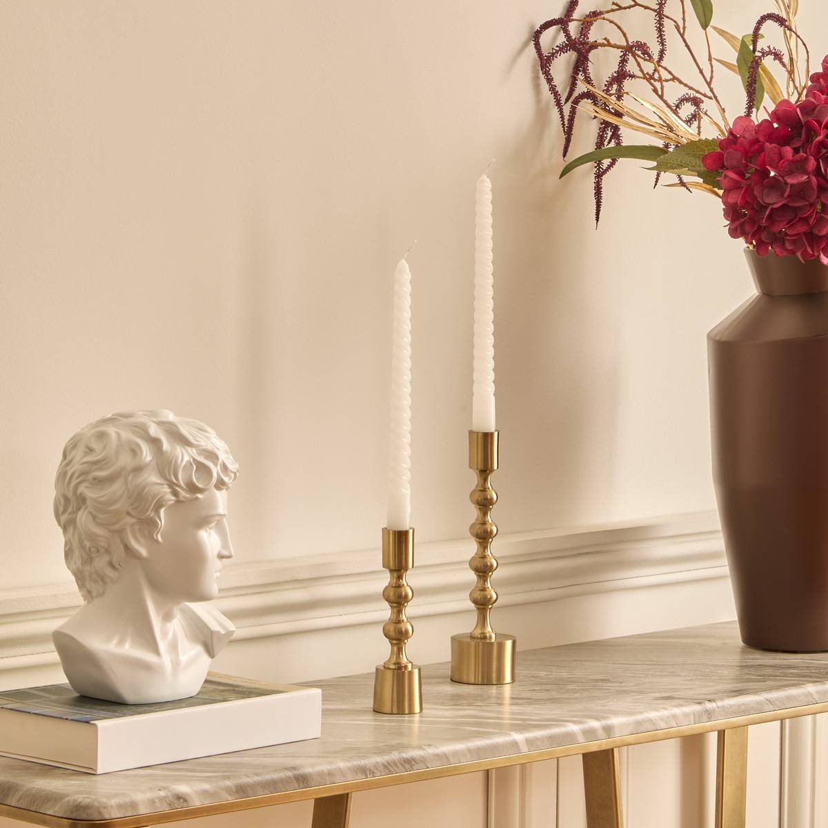 Candle holder "Tao" Aluminum, Golden, H.23.5 cm Gold