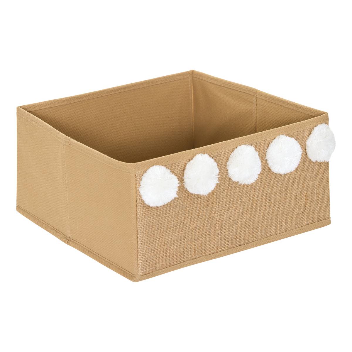 Foldable square storage box "Yuki" Jute, Beige, 29x29 cm Beige