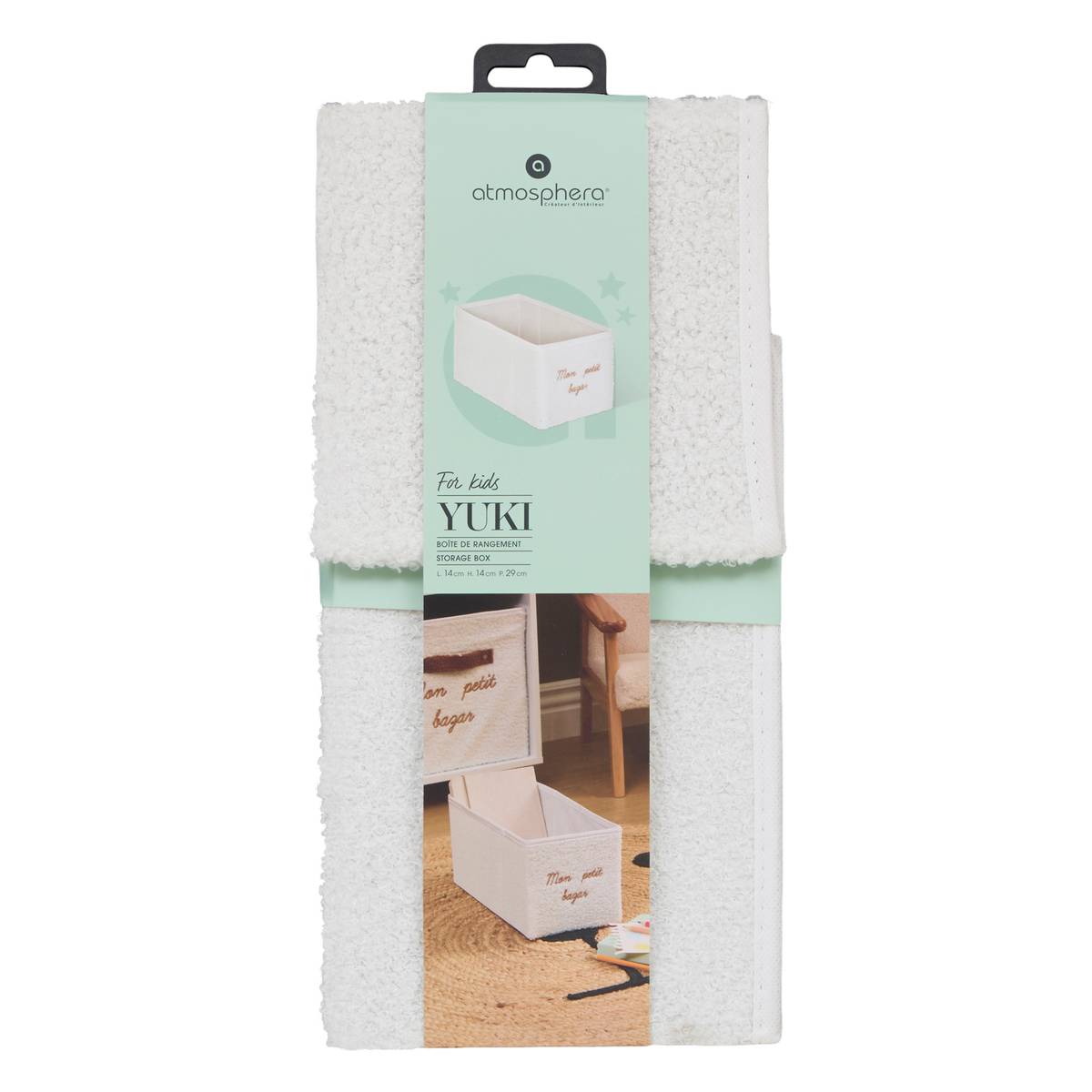 Foldable rectangular storage box "Yuki" White, 29x14 cm White