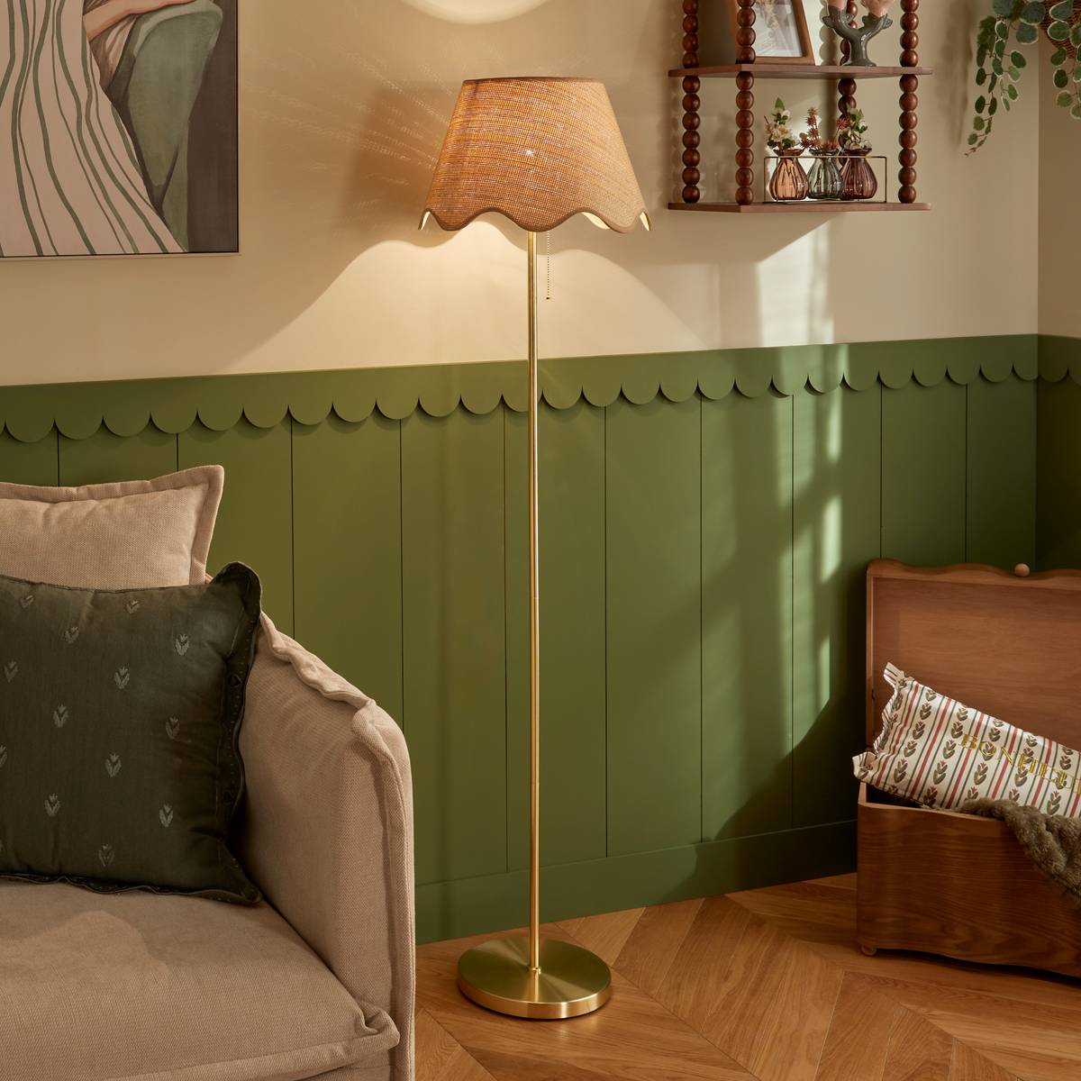 Straight floor lamp Flore Gold, H.150 cm Gold