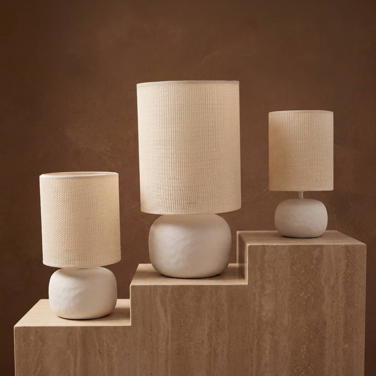 Lamp "Obine" Polycotton, Beige, H.56 cm Beige