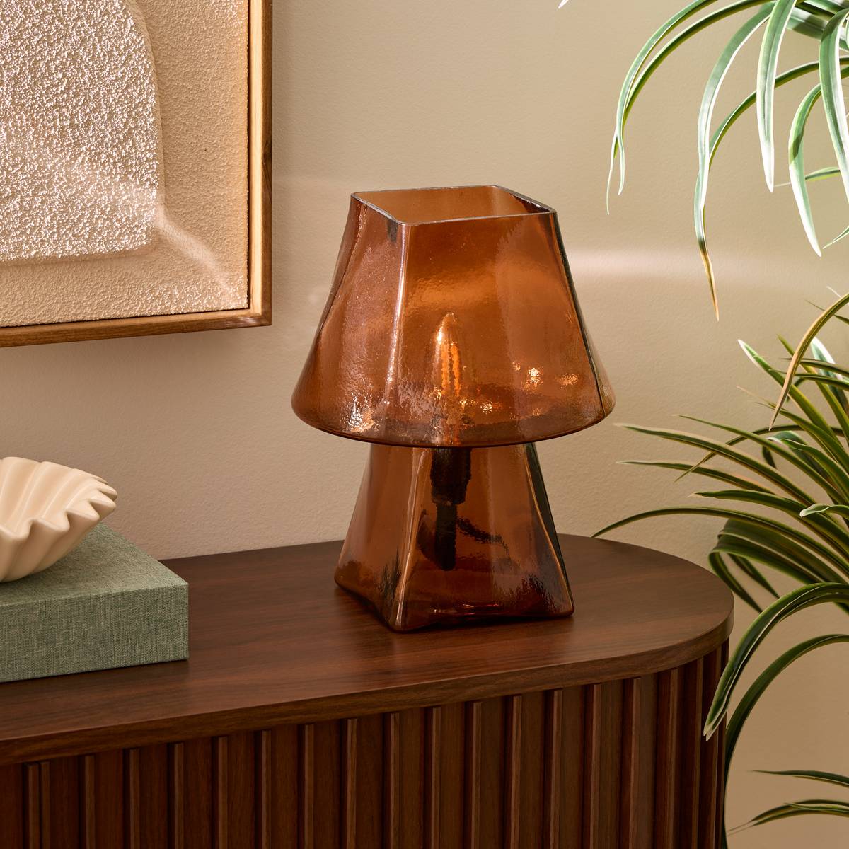 Lamp "Elita" Glass, Amber, H.26 cm Amber
