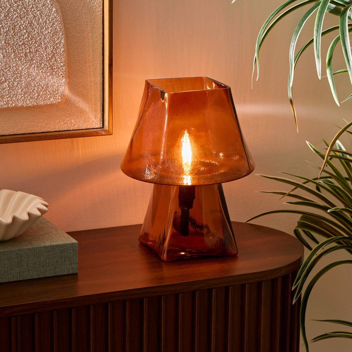 Lamp "Elita" Glass, Amber, H.26 cm Amber