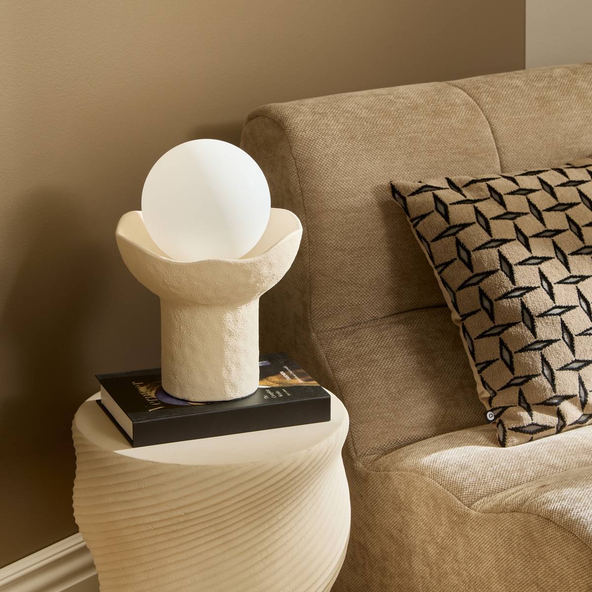 Lamp "Obine" Glass, Beige, H.29.5 cm Beige